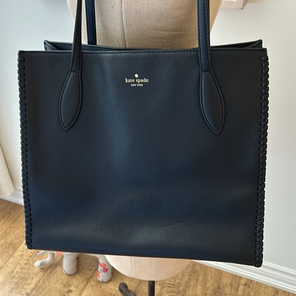 KATE SPADE | Black Leather Tote Purse - Picture 1 of 10